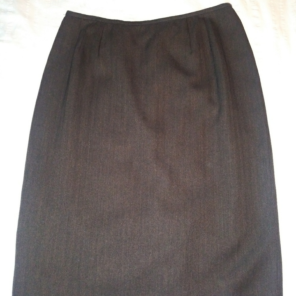 Linea Donna | Brown Herringbone Pencil Skirt